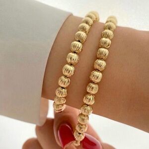 14K Gold Plated 5mm Dorica Bead Ball Bracelet | Waterproof Minimalist Jewelry